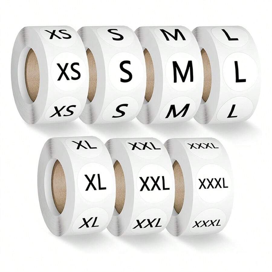 7 Sizes 3500pcs Clothing Size Stickers, Round Clothing Size Labels (XS, S, M, L, XL, XXL, XXXL)