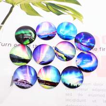 30pcs Aurora Pattern Glass Cabochons, Suitable For Jewelry Making, DIY Pendant, Bracelet, Keychain And More - Mixed - View 3
