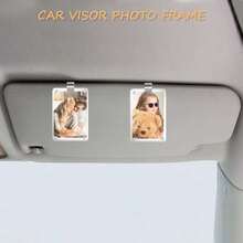 Clip photo de pare-soleil magnétique personnalisé en acrylique, accessoires de décoration murale pour photos de famille personnalisées, organisateur de tableau de bord de voiture, cadeau pour maman, mari, papa, décoration intérieure de voiture créative support d'affichage - transparent - Voir 5
