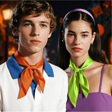 Lilike Silk Feeling Square Neck Scarf 28\ X 28\ Ascot For Women Men Retro Cosplay Halloween Accessory,28inchx28inch,Orange - 橘色 - 查看 5