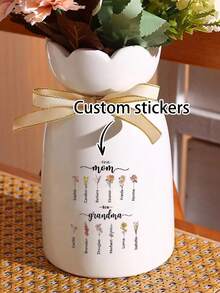 Customized Birthday Flower Stickers (Vase Not Included), Personalized Name Label Stickers, Name Stickers, Customized Stickers, Name Stickers, Date Stickers, DIY Gifts, Handmade, Handwritten Fonts, Wedding Stickers, Gift Stickers. Customizable Holographic Name Stickers, Suitable For Water Bottles And Holiday Calendars. - Multicolor - View 2