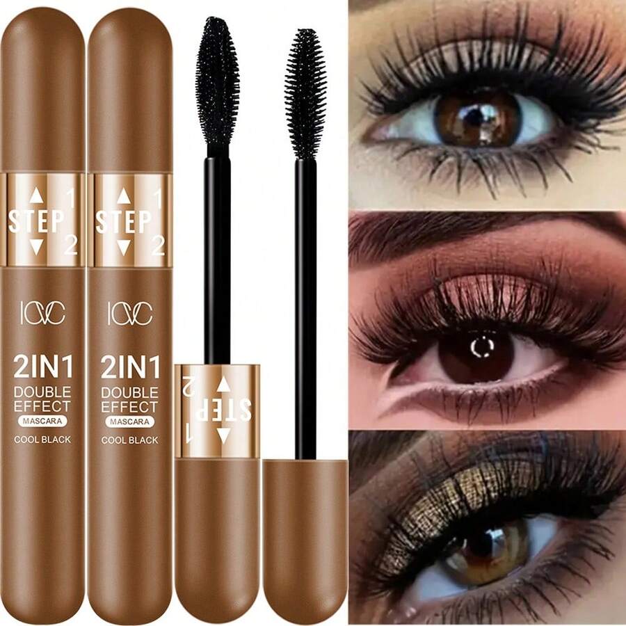 二合一防水3D黑色睫毛膏 - 持久不晕染，滋润保湿，自然卷翘，浓密丰盈睫毛 - 二合一睫毛膏1支 - 查看 1