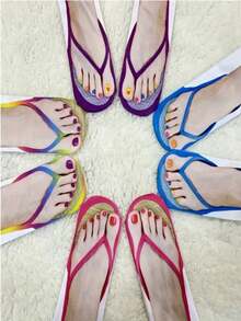 1/2/4双装3D人字拖袜，趣味新奇男女通用短袜，女士长筒袜 - 彩色 - 查看 2