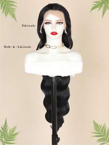 巧克力棕色直发假发，全骨直发真人发假发，13x4透明蕾丝前额假发，全包边，带婴儿发，预先拔毛，彩色蕾丝前额假发，适合女性日常佩戴，13X4直发混纺真人发假发 - 自然色&黑色系 - 查看 3