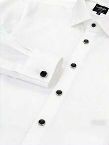 袖扣，新郎结婚礼物，高品质燕尾服袖扣，新款男士袖扣，圆形油滴贝壳袖扣套装，现货，男士法式袖口商务纽扣，燕尾服纽扣 - 白色 - 查看 1