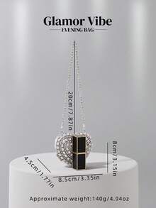 Sparkling Mini Heart-Shaped Diamond Evening Bag, Crossbody Bag Suitable For Formal Events, Parties, Weddings, Fashion Shoulder Bag, Birthday/Valentine's Day Gift - 銀色 - 查看 3