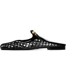 Clear Mary Jane Jelly Shoes For Women Slip On Mules Comfortable Closed Toe Flat Jelly Sandals Summer Mesh Slides - Black - View 3