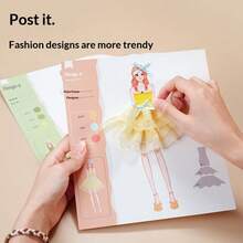 儿童服装设计师设计图册益智玩具DIY材料套装，公主裙女孩礼物，节日礼物，生日礼物，圣诞礼物 - 彩色 - 查看 4