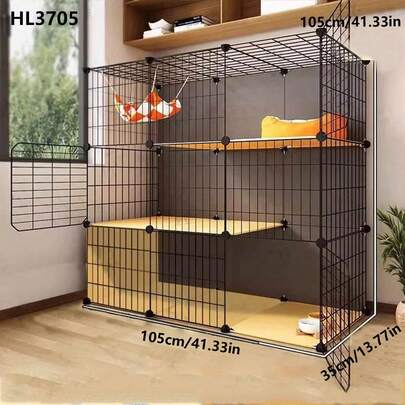 2-Tier Cat Cage, Indoor Cat House With Large Space, Cat Condo Furniture