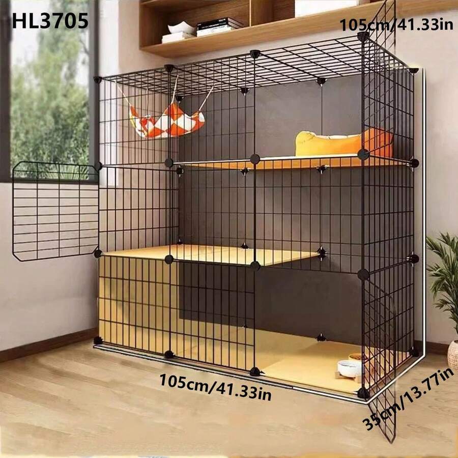 2-Tier Cat Cage, Indoor Cat House With Large Space, Cat Condo Furniture - Multicolor - View 1