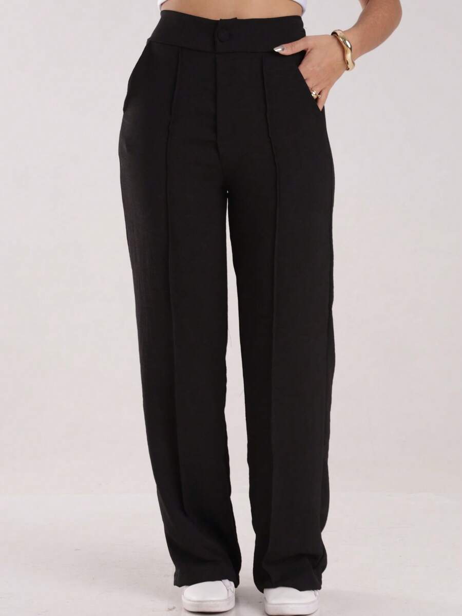 Duna Wide Leg Pants With Button Detail - màu đen - Xem 1