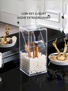 1pc Acrylic Transparent Desktop Storage Box With Lid, Suitable For Office, Home, Vanity - Can Store Makeup Brushes, Pens, Jewelry, Stationery, Classroom Storage Box, Great Gift For Graduation, Teacher's Day, Back To School
