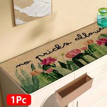 1 pieza Alfombra de lino con estampado de cactus para cocina, baño, entrada, alfombra rectangular impresa en 3D para sala de estar, dormitorio, pasillo, baño, lavandería - Alfombra de poliéster para decoración del hogar interior y exterior - Multicolor - Ver 17