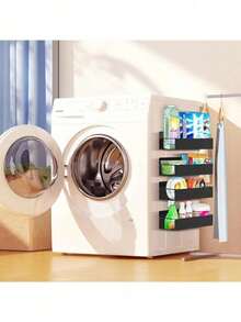 1/2 Giá đựng đồ từ tính gắn tường, thích hợp cho tủ lạnh và máy giặt - Không cần khoan, màu đen kim loại thời trang, giá đựng gia vị treo tường, hoàn hảo để đựng các vật dụng cần thiết khi giặt giũ, kèm theo móc treo. - Nhiều màu - Xem 4