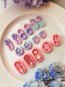 Elliptical Natural Theme Texture Polymer Clay Cutter Mold With High Precision Diy Handcrafted Earring Jewelry Soft Clay Mold Tools, Precision Knife Molds - Craft Supplies - For Jewelry Makers & Crafters - Perfect Gift For Diy Enthusiasts ﻿ - TH222 - View 1