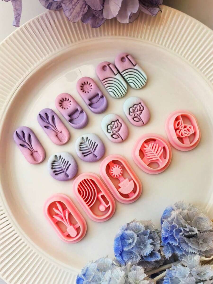 Elliptical Natural Theme Texture Polymer Clay Cutter Mold With High Precision Diy Handcrafted Earring Jewelry Soft Clay Mold Tools, Precision Knife Molds - Craft Supplies - For Jewelry Makers & Crafters - Perfect Gift For Diy Enthusiasts ﻿ - TH222 - View 1