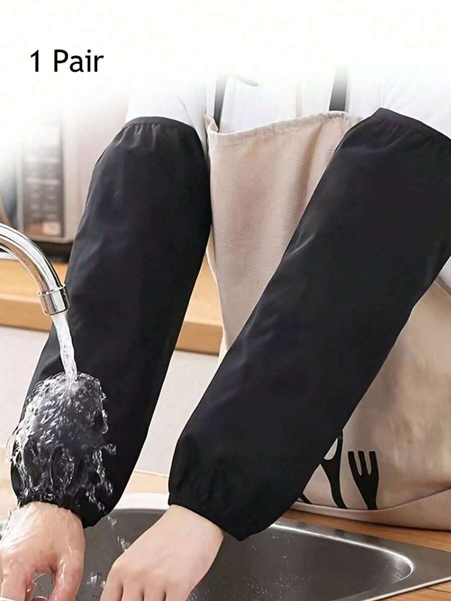 1/2/3/4 Pairs Waterproof 1 Pair Waterproof Sleeves, Lengthened Men's And Women's Work And Life Oil Proof Black Sleeve, Dirt Resistant Sleeve, Student Cuff SleevesSleeves, Lengthened Men's And Women's Work And Life Oil Proof Black Sleeve, Dirt Resistant Sleeve, Student Cuff Sleeves