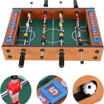 Mini juego de futbolín de mesa de madera para interiores, mesa de futbolín interactiva para 2 jugadores, duradera y portátil, adecuada para adultos, regalo perfecto para aficionados al deporte, cumpleaños, Halloween, Navidad o Año Nuevo, mesa de futbolín de sobremesa