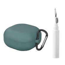 DO AS YOU WISH غطاء سيليكون + فرشاة تنظيف مناسبة ل- Galaxy Buds Live/Buds Pro/Buds 2/Buds2 Pro/Buds FE 5 موديلات، مع خطاطيف، مادة السيليكون توفر قبضة مريحة، غطاء واقي بلون صلب جميل - أخضر داكن - مشاهدة 2