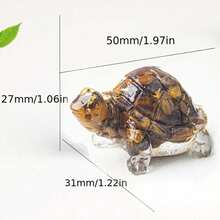 1pc Natural Crystal Chip Resin Mold Turtle Statue Healing Gemstone Golden Foil Orgone Tortoise Figurine Sculpture Pocket Stone For Home Office Feng Shui Decoration Collectible Ornament Best Gifts Birthday Graduation - Multicolor - View 8