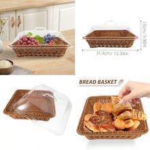 FIAN Amosfun Canasta De Pan Con Tapa Transparente Para Mesa Cesta Tejida Para Servir Pan Frutas Y Postres Organizador Multifuncional Para Cocina Y Eventos 12X5.9X5.9 Pulgadas - 36,00 x 26,00 x 15,50 cm - Ver 7