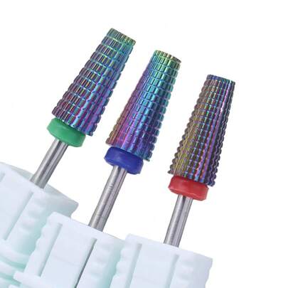 Easy Nail 1 pieza Broca de carburo profesional arcoíris 5 en 1 con fresa cónica para manicura, eliminar gel y acrílico, herramienta para uñas, accesorios para taladro de uñas