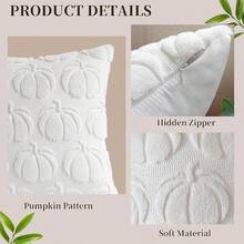 Generico 2 Fundas de Almohada de OtoñoFunda de Almohada de Calabaza de Halloween Funda de Cojines Cuadradas-para Otoño Accion de Gracias para Sofa y Decoracion del Hogar Blanco - Blanco - Ver 3