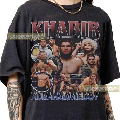 Chemise vintage limitée Khabib Nurmagomedov, cadeaux Khabib pour femmes et hommes, produits dérivés rétro Khabib, t-shirt bootleg Khabib des années 90