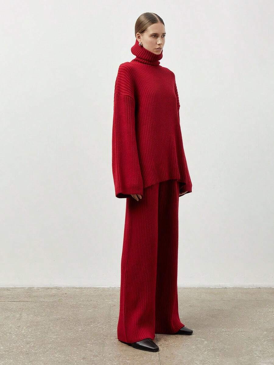 Women Sports Sweater Co-Ords - Red - View 1