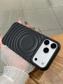 Water Wave MagSafe Magnetic Phone Case, Black Matte Wavy Anti-Drop Protective Cover, Anti-Slip Anti-Fingerprint Phone Case, Minimalist Protective Shell, Suitable For Daily Use & Gift Giving, Compatible With IPhone - Black - View 5