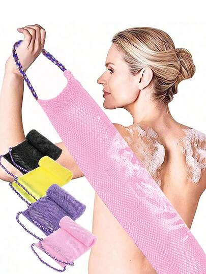 1pc African Loofah Net Sponge, African Exfoliating Bath Back Scrubber, Shower Loofah Body Scrub Brush With Strap, African Exfoliating Net With Cord Handle, Unisex Long Bathing Sponge For Smoother And Cleaner Skin, Multi-Functional Exfoliating Washcloth, Elastic Back Scrubber, Suitable For Shower, Skin Cleansing And Massage - For Men And Women