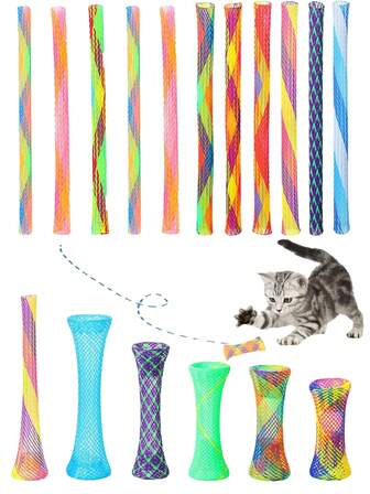 猫咪用品，猫咪弹簧玩具，室内猫咪互动玩具，彩色弹簧，猫玩具，活力健康健身玩耍，螺旋弹簧，幼猫玩具，可用于敲击、啃咬、追逐，猫咪弹簧玩具，情人节礼物，生日礼物，色彩缤纷的趣味幼猫管状玩具，室内互动猫咪管道，塑料弹簧，适合猫咪敲击、追逐、抓挠，颜色随机