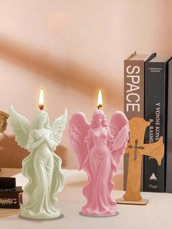 1 Peça Vela Artesanal em Formato de Anjo, Adequada para Decoração Doméstica, Igreja e Presentes