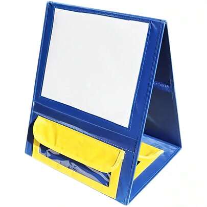 hoojojo 1 Foldable Triangular Whiteboard, Portable Handheld Erasable Desktop Writing Board, Double-Sided Reusable Design, Space-Saving Storable Structure, Interactive Learning & Teaching Aid For English Classroom Practice, Home, School