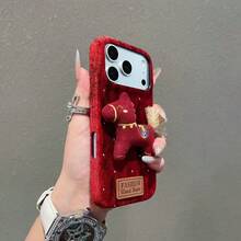 New Design 4-Sided Full Coverage Plush Horse Phone Case Compatible With Apple 17 Pro Max, 16, 15 Plus, 14, 13, 12, 11 Pro Max Series