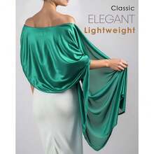 Sofier Satin Shawl Wraps For Women Evening Dresses Wedding Bridal Party Silky Scarf Formal Cover Up Bridesmaid Gifts,Green - 綠色的 - 查看 7