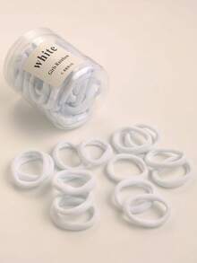 50个/包 女士基础款高弹力发圈，马尾辫发圈，休闲发绳，健身运动服饰发饰，头饰，弹力发带 - 白色 - 查看 9