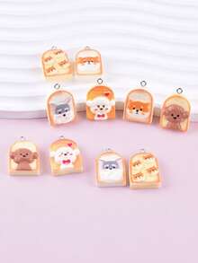 10个时尚狗狗面包造型首饰吊坠，女士首饰DIY配件，节日DIY - 薑色 - 查看 2
