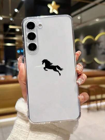 高透气性黑马彩绘透明加厚防摔手机壳，兼容三星 Galaxy S25/S25PLUS/S25 Ultra/A16/A36/A26/A56/A50/A12/A32/A52/A72/A51/A21S/A13/A14/S24/S24PLUS/S24Ultra、S22/A52/A53/A54/A55/S23、11/12Pro/12/12X/13/14/15/13Pro/14Pro/15Pro、Redmi 10/9/Note9/12c/Note11pro/Note8Pro