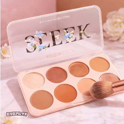 EverlyX Paleta de Contornos en Crema Kevin & Coco Sleek 8 Colores - Textura cremosa fácil de difuminar para definir, iluminar y esculpir el rostro con acabado natural y profesional- ✅ Envíos a España en 24/48h