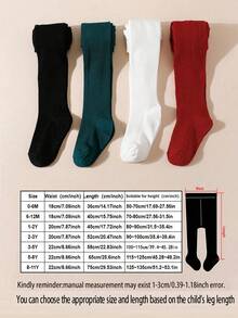 4 件装女童竖条纹纯色紧身裤，适合日常穿着