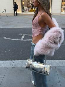 Women's Solid Color Halter Neck Backless Fringed Party Top, Women's Solid Color Fringed Street Style Top - 粉色 - 查看 5