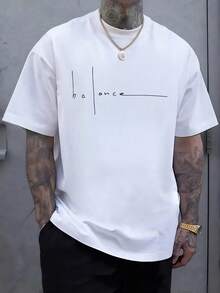 Balance Written With Lines Symbolizing Equilibrium 100% Cotton Casual T Shirt Represents Harmony Between Opposing Forces Perfect Addition To Your Wardrobe - White - View 8