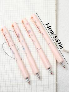 2pcs Cute Cat Ballpoint Pens, 4 Different Cat Patterns, Adorable Pink Cat Ergonomic Pens For Writing & Studying, Elegant Cat Design With Heart And Paw Print, Dual-Tip Quick-Drying Neutral Pens, Student & Girl Style, Back To School - Multicolor - View 3