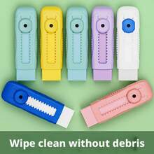 Debris-Free Retractable Locking Pencil Eraser - Student Stationery - Multicolor - View 2