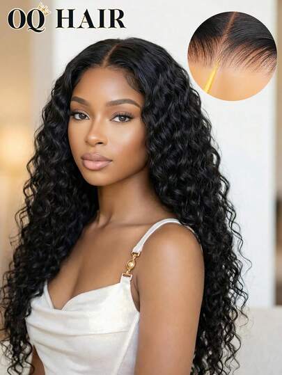 OQ 100% Unprocessed Virgin Human Hair, Deep Wave Curly, No Glue Needed, Easy To Wear, 180% Density, 16-28 Inches, 6x4 Transparent Lace, Natural Color, Pre-Cut Lace, Pre-Plucked Hairline, Fashion Wig, Lace Human Hair Wig, Lace Front Wig, Human Hair Frontal Wig, Human Hair Wig, No Glue Needed, Easy To Wear, Gift Included, Free Shipping, Halloween Costume, Human Hair Wig, Halloween Travel Essential, Y2K Style, Fashion, Holiday Vacation Essential, For Women