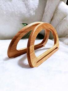 1pc Handmade Wooden Handle Accessory For Bags And Luggage - Beige - View 5