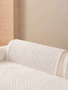 1 pieza Funda de sofá lavable y antideslizante en forma de L de Veet, se ajusta a sofás de 3 plazas, diseño acolchado, cierre magnético, protección apta para mascotas - Funda de sofá de terciopelo gris - Blanco - Ver 5