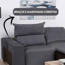 3-Seater Reclining Sofa Cover, 0.90m, King Size, Gel Mesh Sofa Protector, Spandex - Màu xám đen - Xem 2
