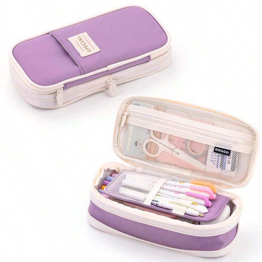 Estojo De Lápis De Grande Capacidade Durável Simple - Lavanda - Visão 1